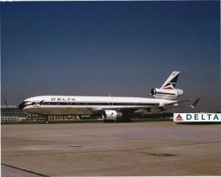 Very Rare Delta Air Lines Md - 11 Jet With Center Engine Painted Photo