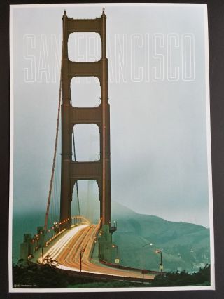1960s San Francisco California Travel Poster Vintage Golden Gate Bridge