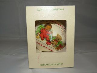 Rare Vintage Hallmark Baby ' s First Christmas Ornament 1981 African American Baby 3