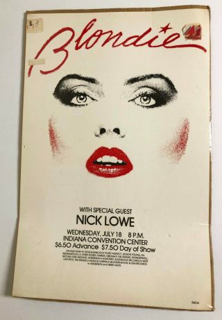Rare Vintage 1979 Blondie & Nick Lowe Screen Print Concert Poster Debbie Harry