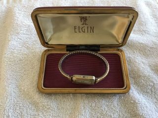 Vintage Elgin (gold Tone Metal Base) Watch Speidel Twist Band And Case