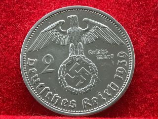 2 Reichsmark 1939 A With Nazi Coin Swastika Silver Brilliant - - Rare - - -