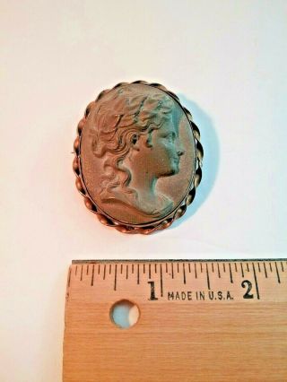 Antique Carved Lava Cameo Brooch - Large Antique Cameo Brooch - No Damage