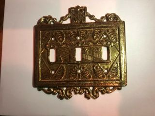 Virginia Metalcrafters 24 - 26 Brass Ornamental 3 Light Switchplate