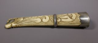Fine Antique Vintage Scandinavian Puukko Knife Sheath Scabbard Carved Cow Bone