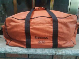 Vintage Spalding Nba Basketball Duffel Gym Athletic School Bag Orange Big Rare