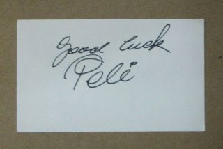 Vintage Pele Auto Signed 3 X 5 Index Card York Cosmos From Jsa Rare