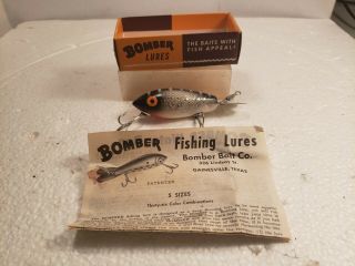 Vintage Bomber Fishing Lure And Paperwork