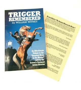 Trigger Remembered By William Witney Rare Roy Rogers Signed By Author Bonus