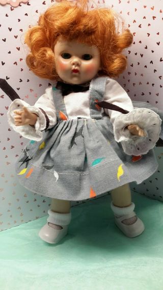 Vintage Vogue Ginny Doll Gray Cotton With Black Satin Trim Dress Only (no Doll)