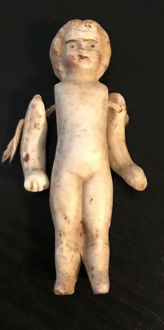 Antique Miniature Porcelain Bisque Doll Jointed Arms 2.  5”