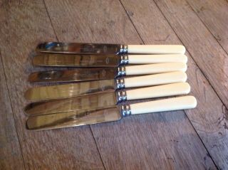 Set Of Lockwood Brothers Faux Bone Stainless Butter Knives 20.  5cm/8.  25 "