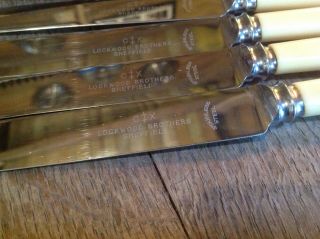Set of Lockwood Brothers Faux Bone Stainless Butter Knives 20.  5cm/8.  25 