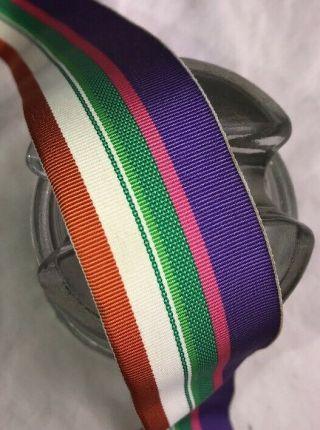 5 Yard 1 1/2 " Wide Vintage Roll Grosgrain Striped Purple Green White Ribbon Hat