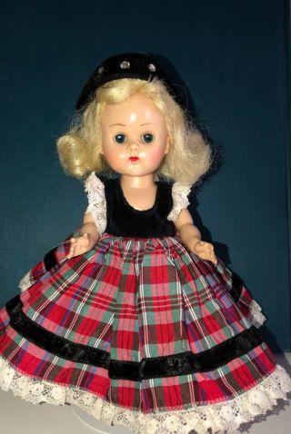 Vintage Vogue Bkw Ginny Doll In Her Medford Tagged Plaid Formal