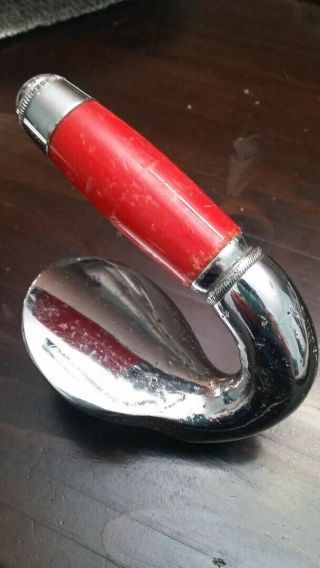 One (1) Antique Curling Rock Handle With Red Grip