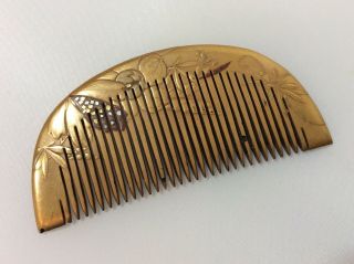 Vintage Japanese Kanzashi Comb Gold Geisha Woodwn