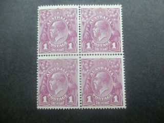Kgv Stamps: 1d Purple Single Watermark Block Of 4 Rare (f16)