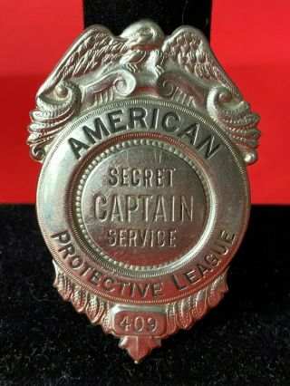 Ww1 American Protective League Secret Service Captain Badge - Very Rare
