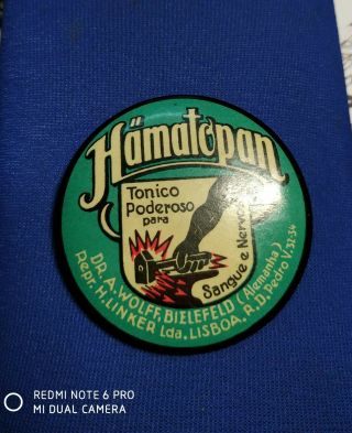 Antique Hamatopan Medicinal Tonic Advertising Celluloid Pocket Mirror