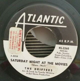 Drifters Atlantic 2260 Saturday Night At The Movies (rare Doo Wop Promo 45)
