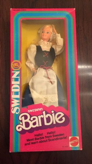 Nrfb Vintage Mattel 1982 Dolls Of The World Swedish Barbie Doll 4032