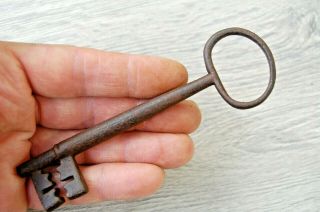 Fascinating Large Antique Iron Key 5 " Long,  Early 19th C,  Antique Patina
