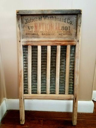 Vintage National Washboard Co No.  801 The Brass King The Board Will Do The Work