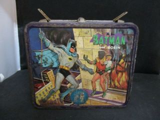 Rare Vintage 1966 Aladdin Batman And Robin Tin Metal Lunch Box No Thermos