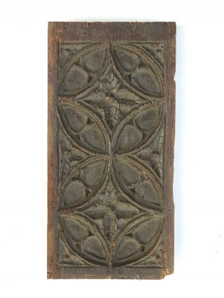 14th / 15th C.  French Gothic Oak Tracery Panel Medieval Period - Very Old
