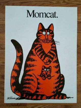 Vintage 1977 B.  Kliban Cat Poster " Momcat " Workman Publishing 18 " X 24 "