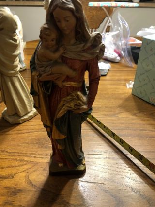 Anri ? Vintage Madonna Mary Child Jesus Carved Wood Statue Figure Italy Rare Hm