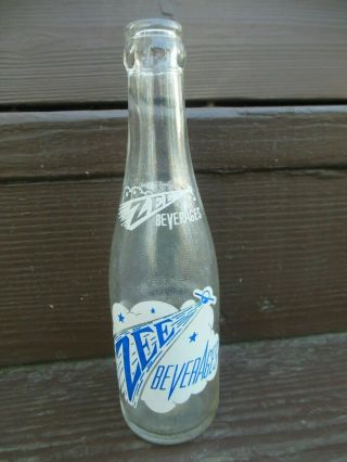 Vintage Rare Zee Beverages 7 Oz.  Soda Pop Bottle Made In Erie Pa.