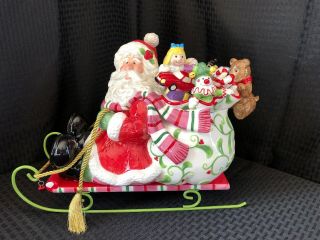 Fritz & Floyd Classics Mingle,  Jingle,  Be Merry Santa And Sleigh Cookie Jar Rare