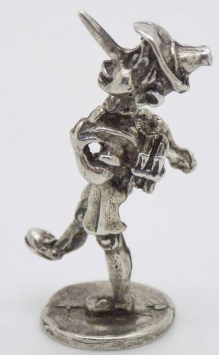 Vintage Solid Silver Italian Made Pinocchio W/t Books Figurine Stamped Miniature