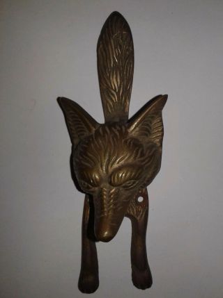 Vintage Solid Cast Brass Fox Head Door Knocker