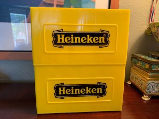 2 Heineken Cd Rack Vintage Plastic Beer Crate Style Limited Edition Yellow Rare