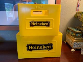 2 Heineken CD rack Vintage plastic beer crate style Limited Edition Yellow Rare 2
