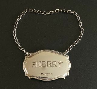 Solid Silver Vintage Sherry Decanter Label