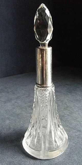 Good Large 8 " Solid Silver Topped Lotion / Scent Bottle London 1916