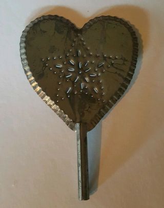 Vintage Christmas 10 " Punched Tin Heart Star Tree Topper