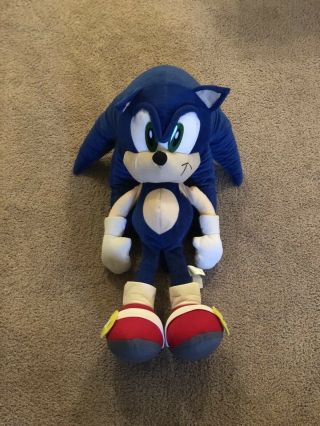 Rare 2005 Toy Network Sonic The Hedgehog Stuffed Plush - Over 2ft Tall - Sega
