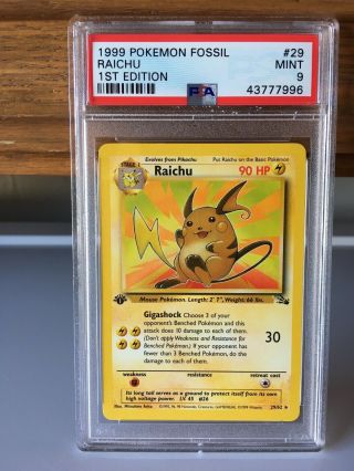 1st Edition Raichu Psa 9 Non Holo Rare 1999 Wotc Pokemon Card Fossil Set