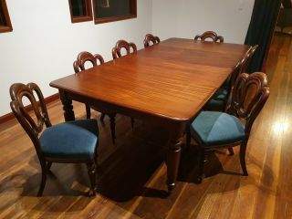 Antique Regency Mahogany Dining Table Eight Admiralty Chairs