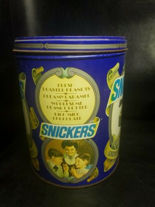 1984 Vintage Antique Mars Snickers Candy Bar Metal Tin Can 32 OZ XL Cookie Jar 2