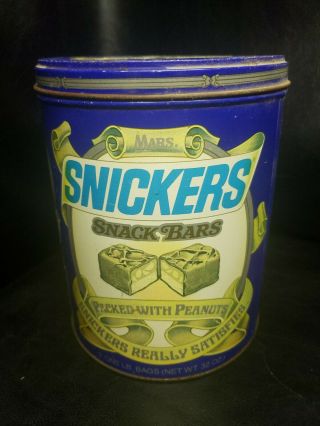 1984 Vintage Antique Mars Snickers Candy Bar Metal Tin Can 32 OZ XL Cookie Jar 3