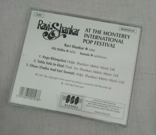 RAVI SHANKAR LIVE AT THE MONTEREY INTERNATIONAL POP FESTIVAL RARE 1993 UK CD 2