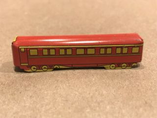 VTG Antique Cracker Jack Toy Tin Litho Train Premium Prize 2 - 1/4 