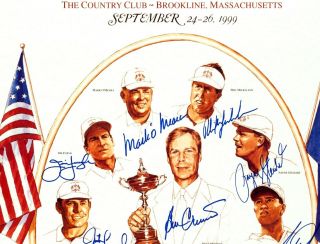 Very Rare 1999 Ryder Cup Signed Lithograph,  Large Restored Reprint 13 " X17 "