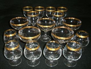 Rare Vintage Theresienthal Glass 17 X Brandy Sherry Port Wine Goblet W/ Gold Rim